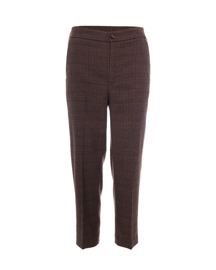 Liu Jo Tartan Classic Cigarette Polyester-Blend Cropped Pants