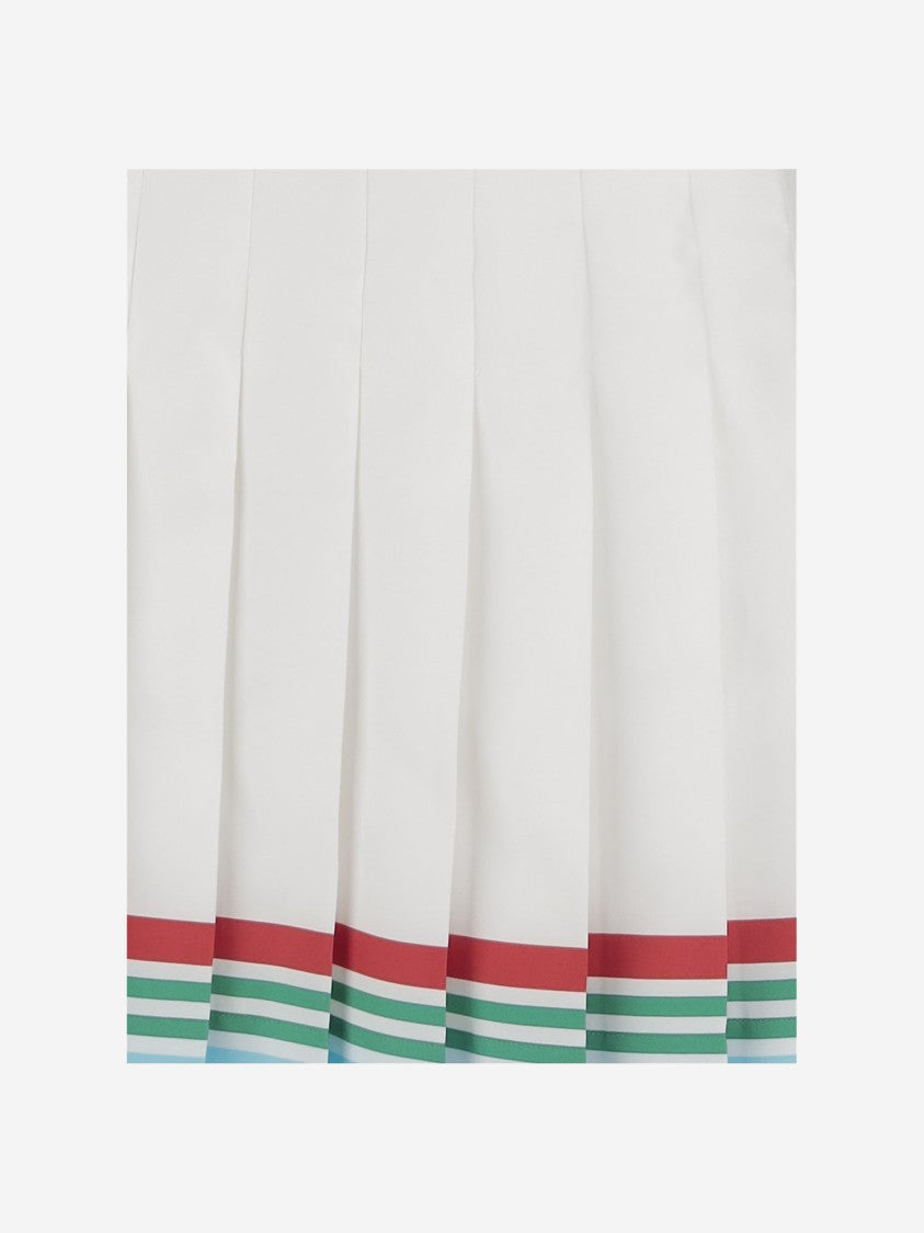 Casablanca High-Waisted Pleated Silk Skirt With Colorful Hemline
