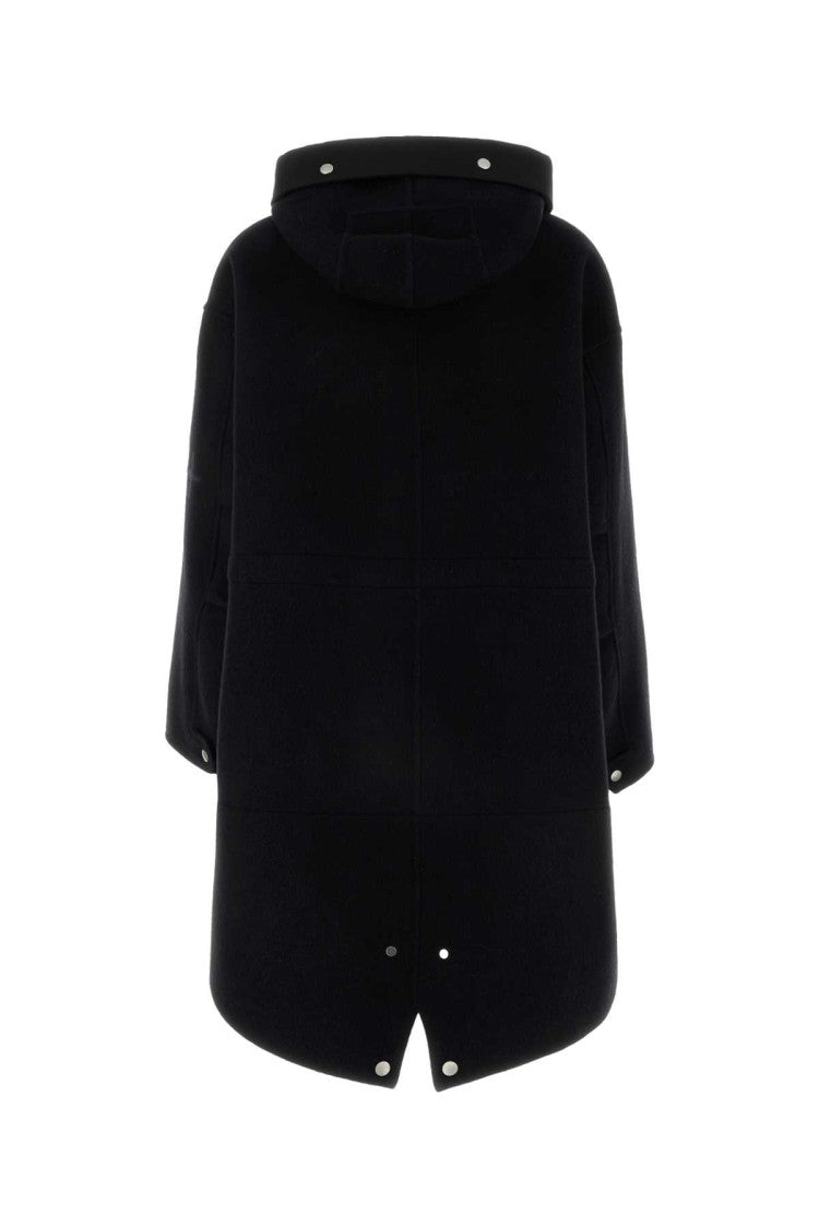 Jil Sander Black Wool Parka With Unique Hemline