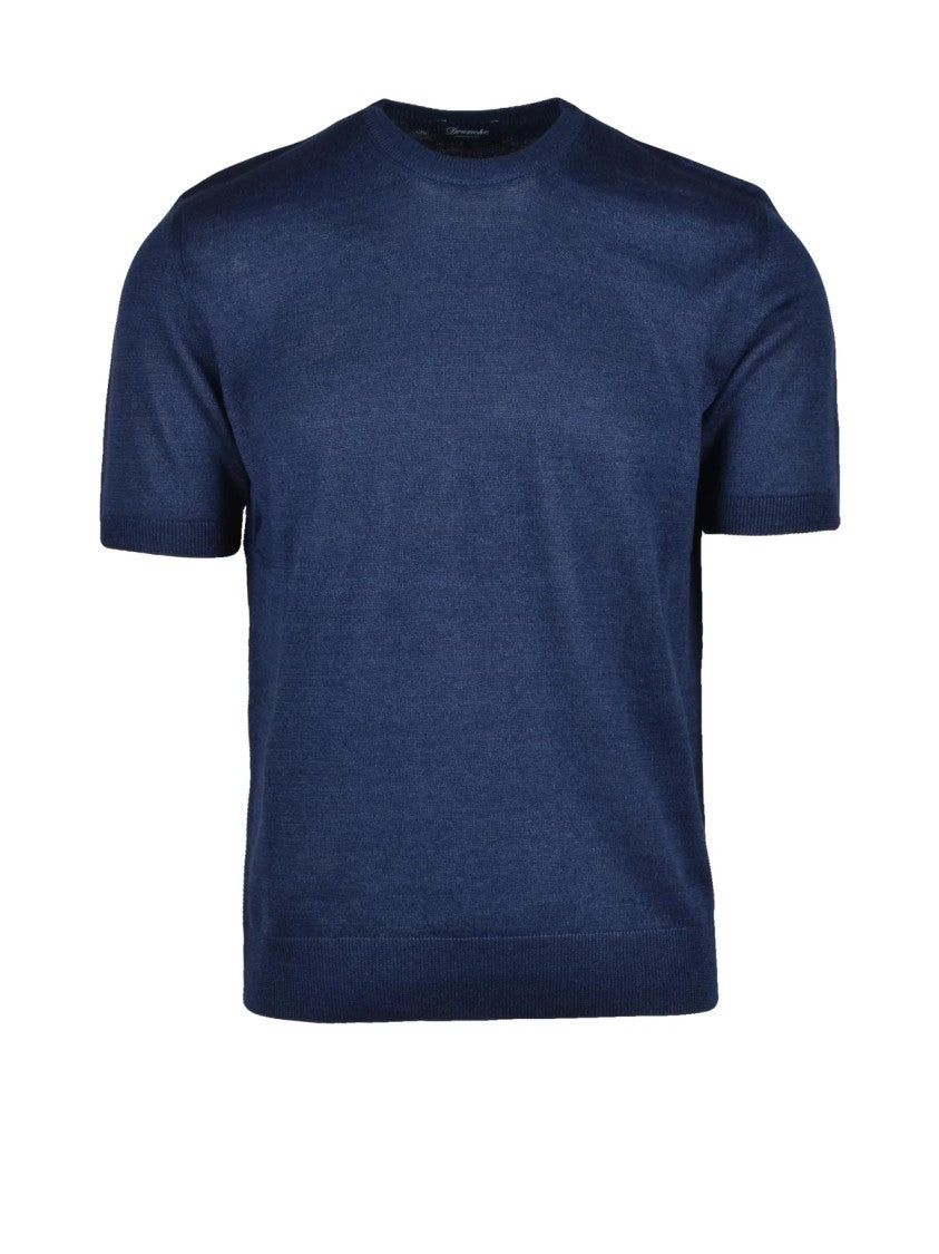 Drumohr Deep Blue Fitted Crewneck Top