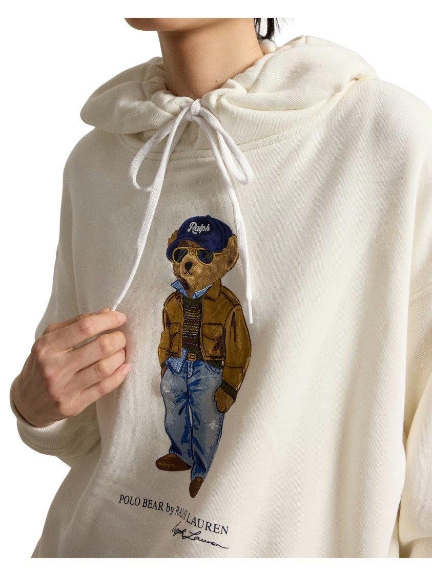 Polo Ralph Lauren White Bear Graphic Drawstring Hoodie