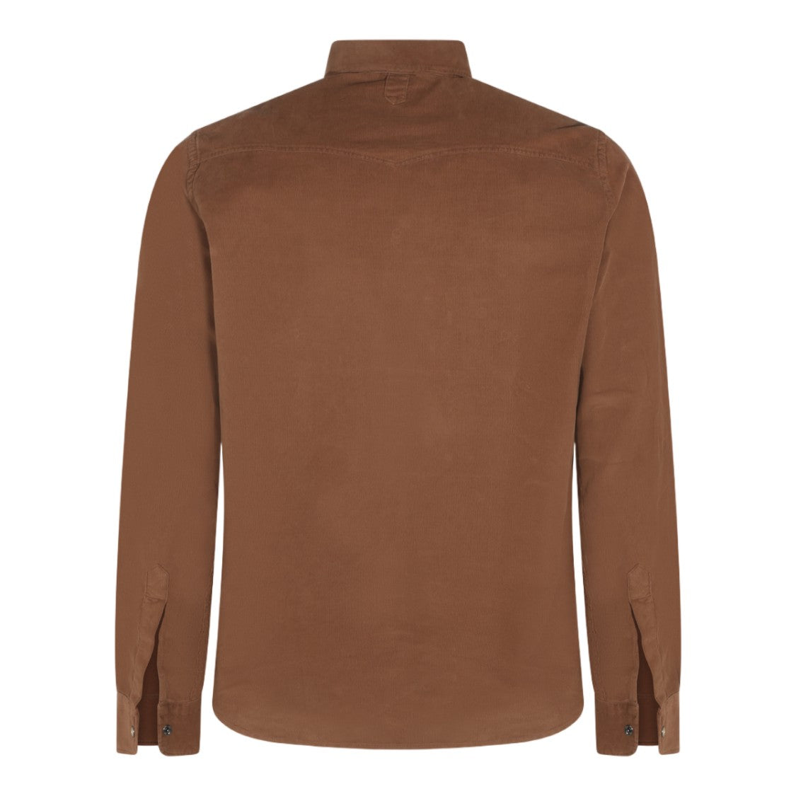 Canali Brown Corduroy Shirt With Classic Collar And Dual Chest Pockets