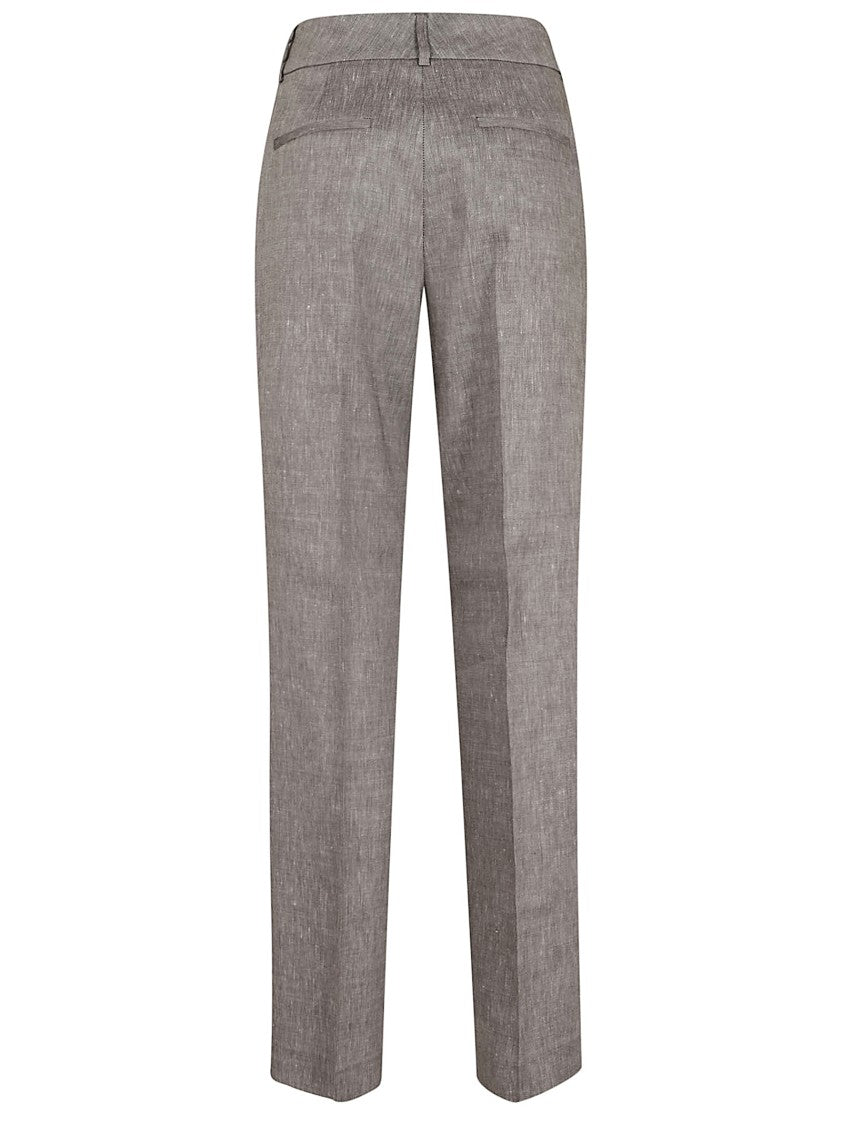 Peserico Natural Stretch Tailored Straight-Leg Pants With Pressed Pleats