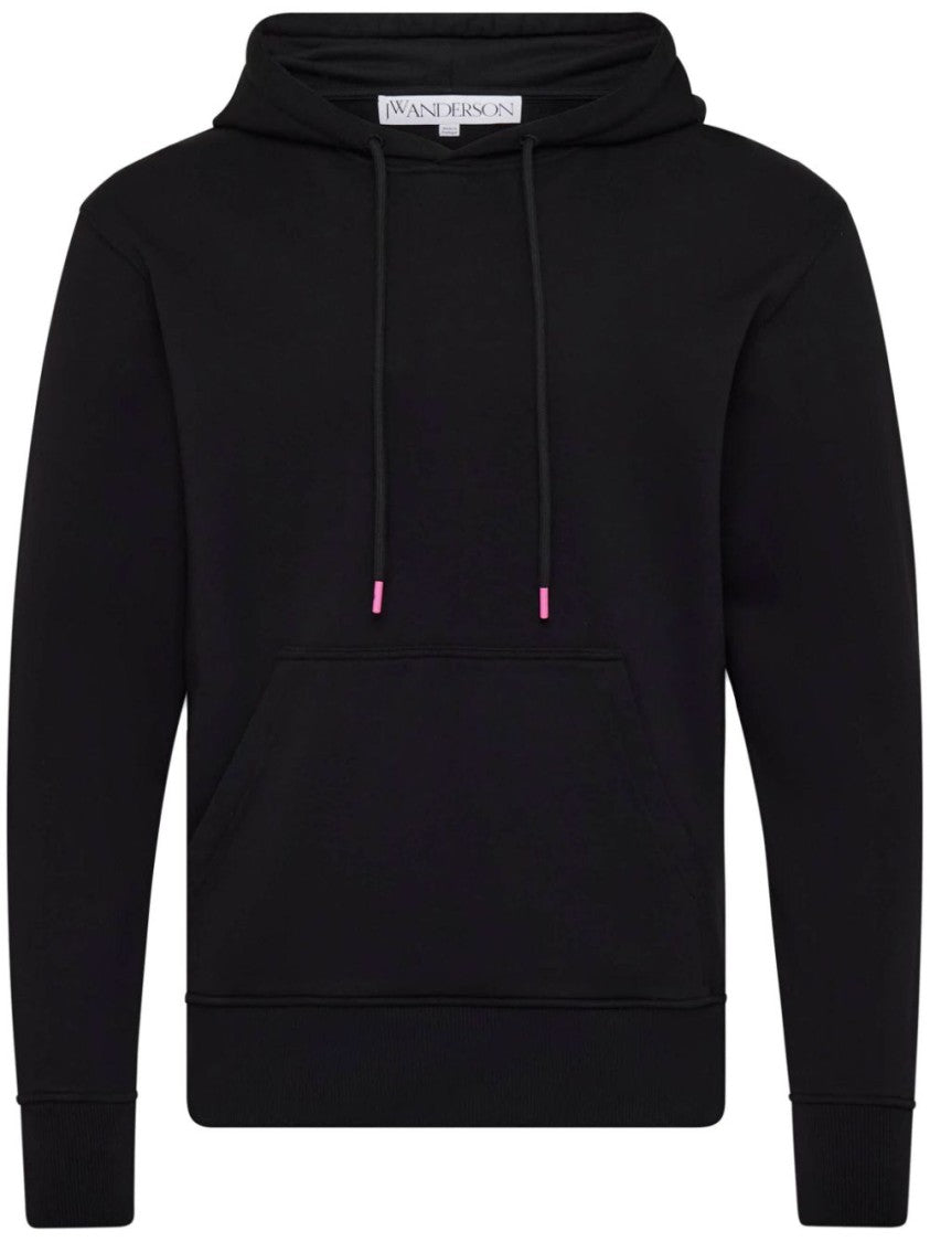 J. W. Anderson Black Hoodie With Lace Details And Logo Print