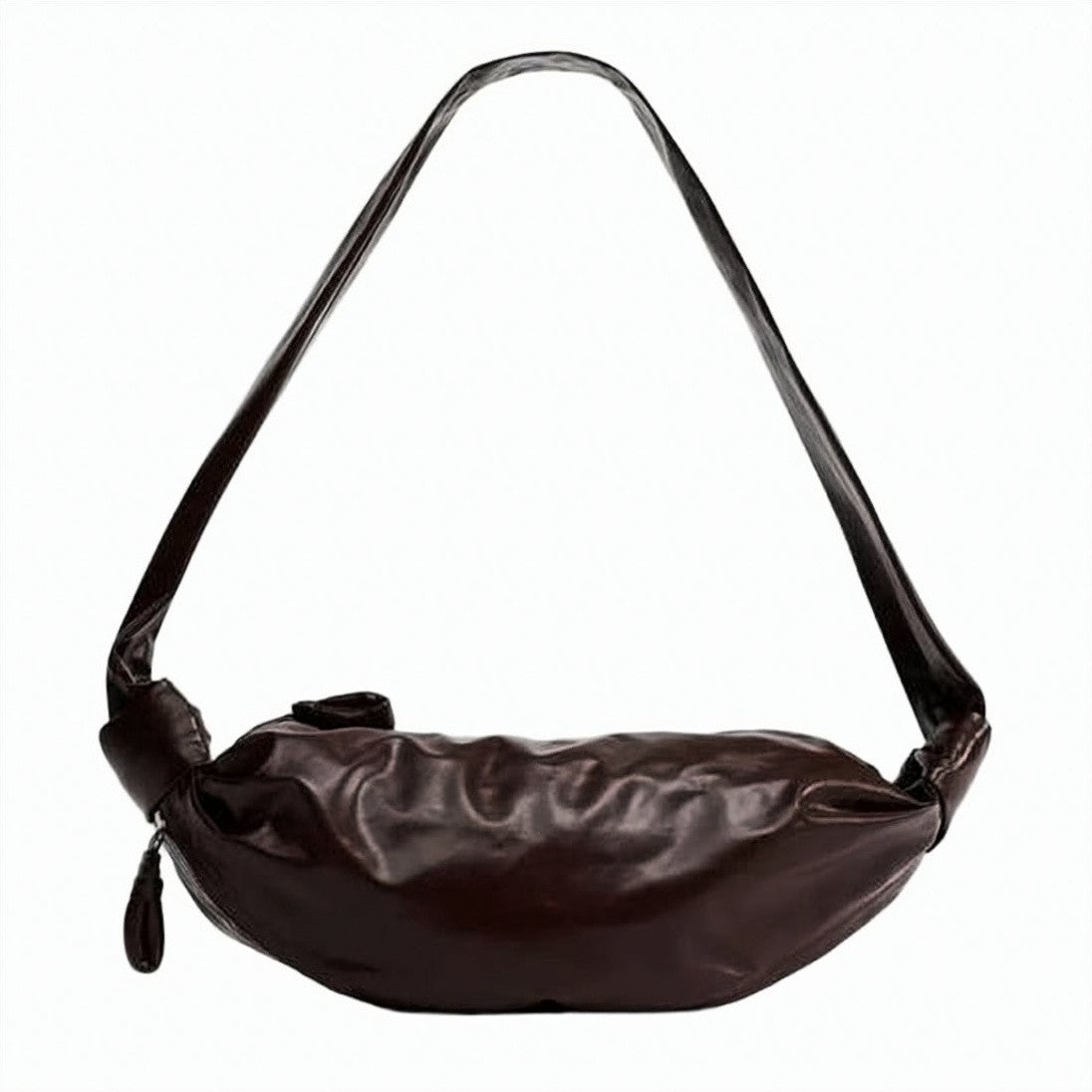Lemaire Crescent-Shaped Brown Cowhide Shoulder Bag With Adjustable Strap