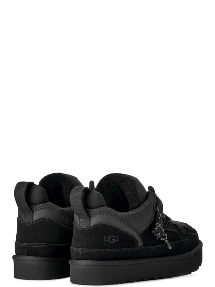 Ugg Lowmel Black Suede-Textile Padded Collar Ankle Boots