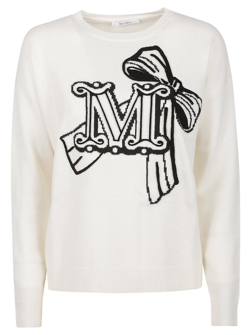 Max Mara Zurlo Graphic Wool-Blend Bow Sweater