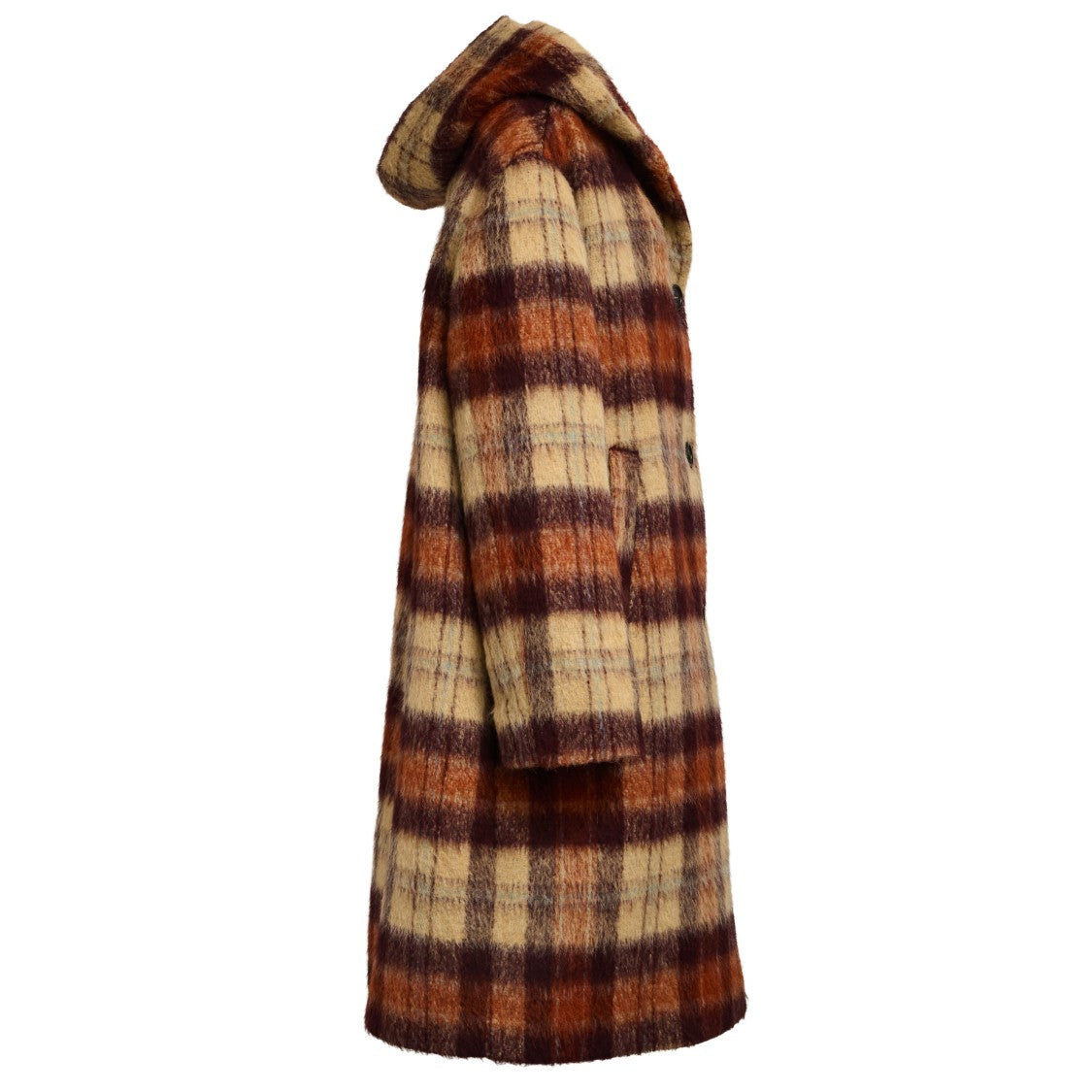 N°21 Checkered Overfit Coat With Hood And Dual Front Pockets