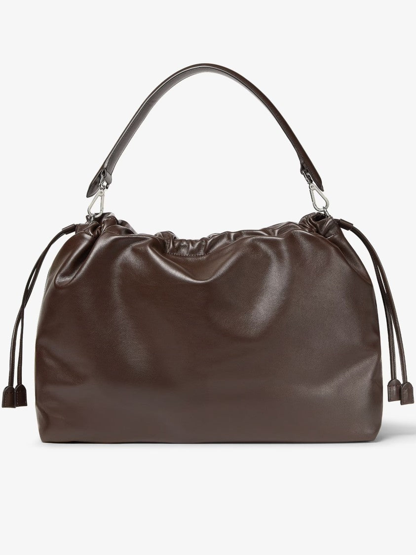 Fendi Mamma Baguette Ruched Brown Leather Bag