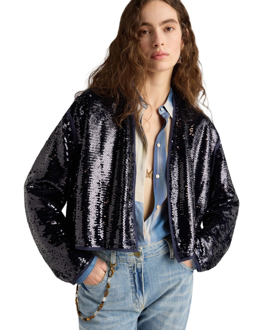 Momonì Pahoke Deconstructed Raw Edge Sequined Spencer Jacket
