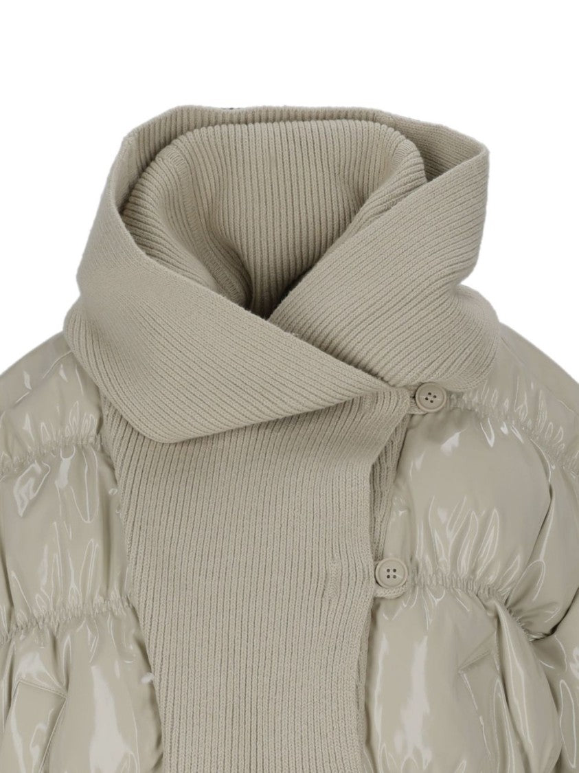 Diesel Cropped Padded Coat With Ribbed Knit Collar