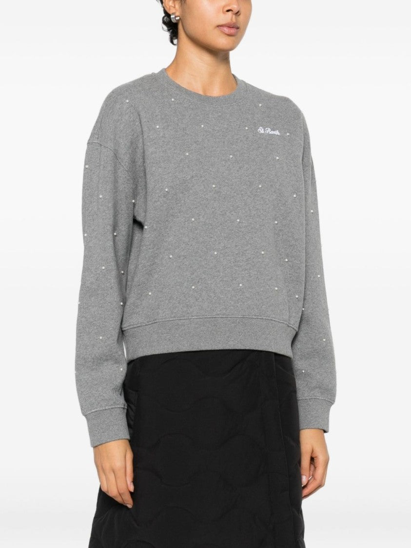 Mc2 Saint Barth Relaxed Fit Cotton Sweater With Pearl Embellishments