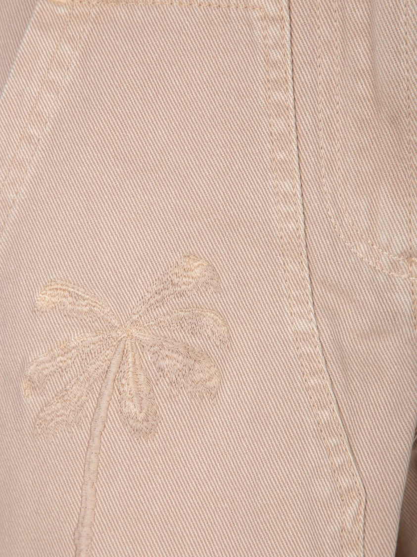 Palm Angels Beige Cotton-Polyester Trousers