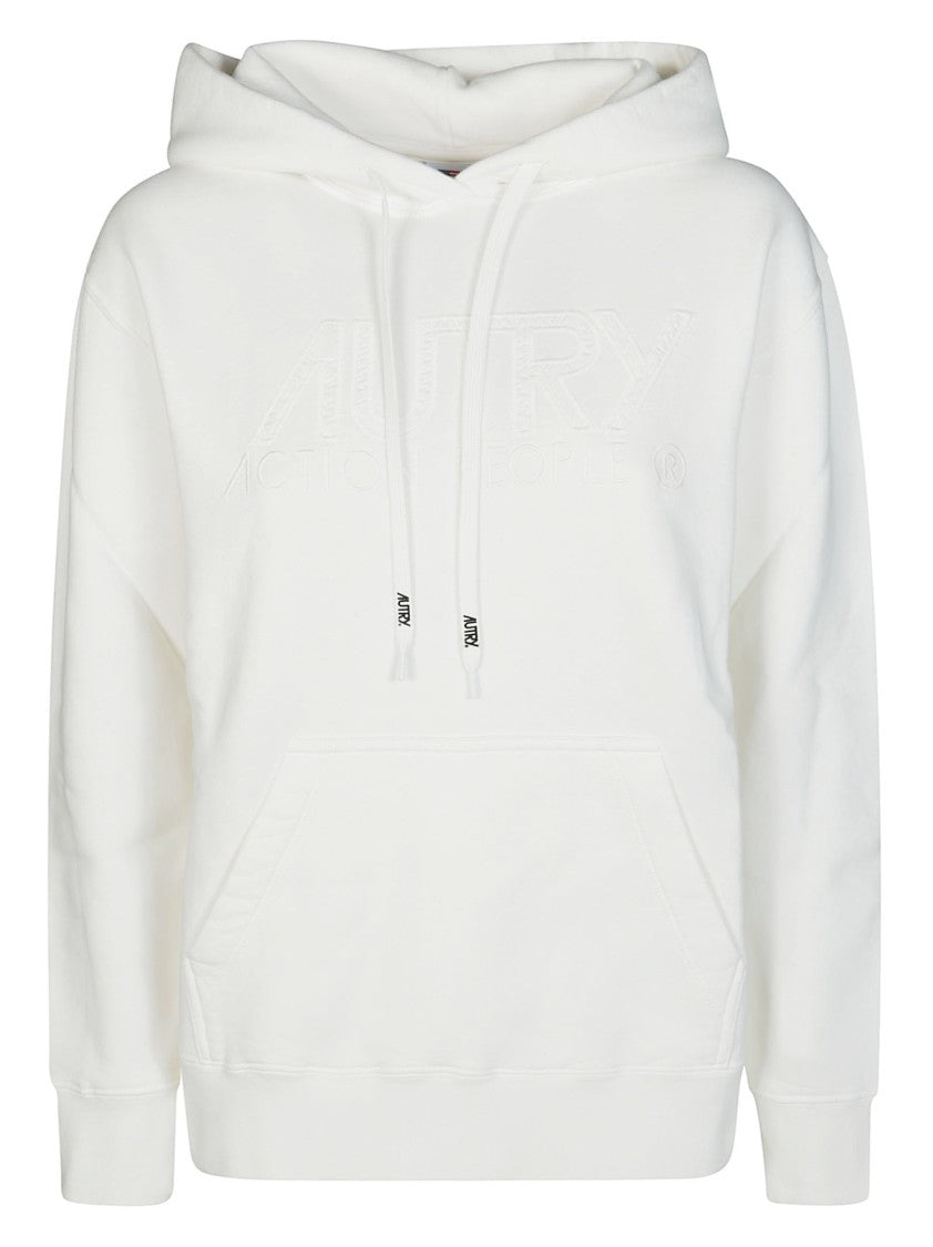 Autry Relaxed Fit White Hoodie With Embossed Branding
