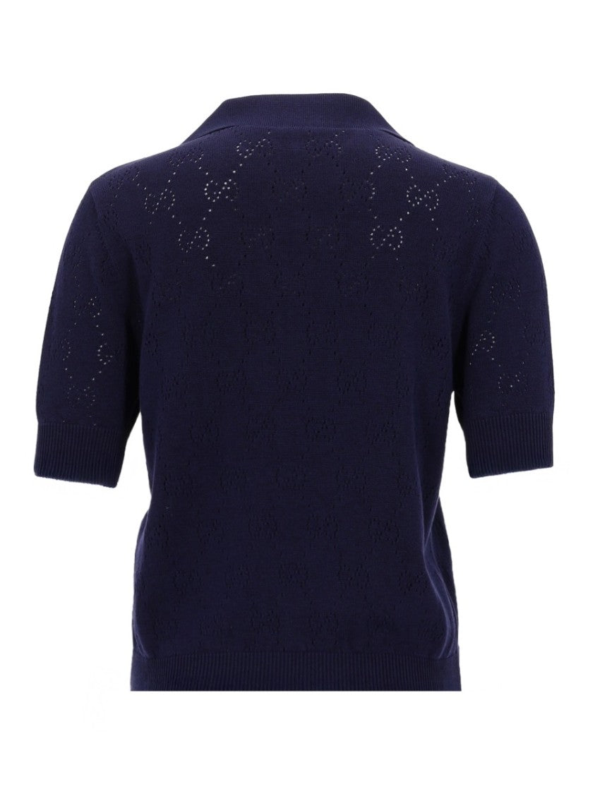 Gucci Perforated Knit Silk-Cotton Polo Shirt