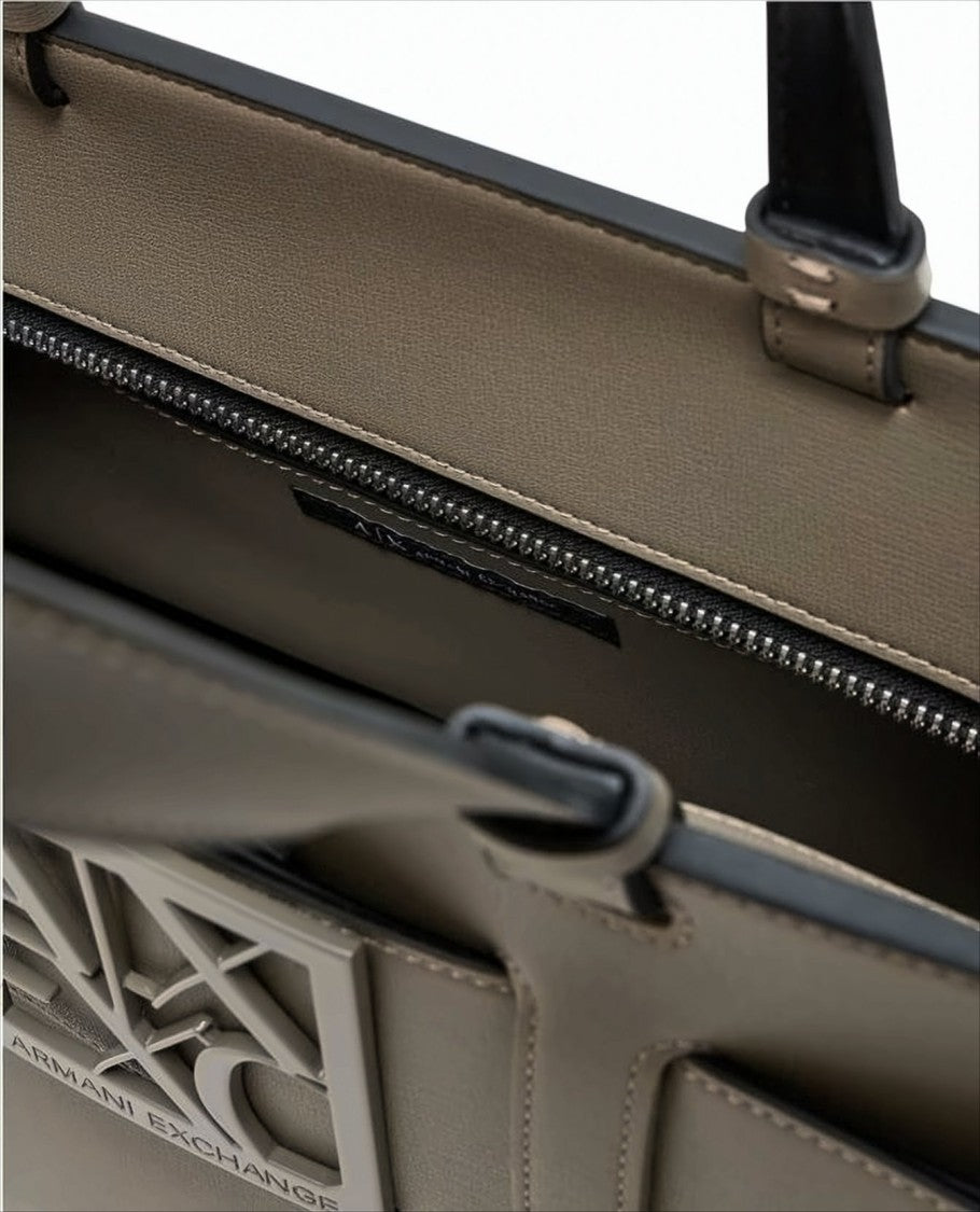 Armani Exchange Structured Beige Tote Bag