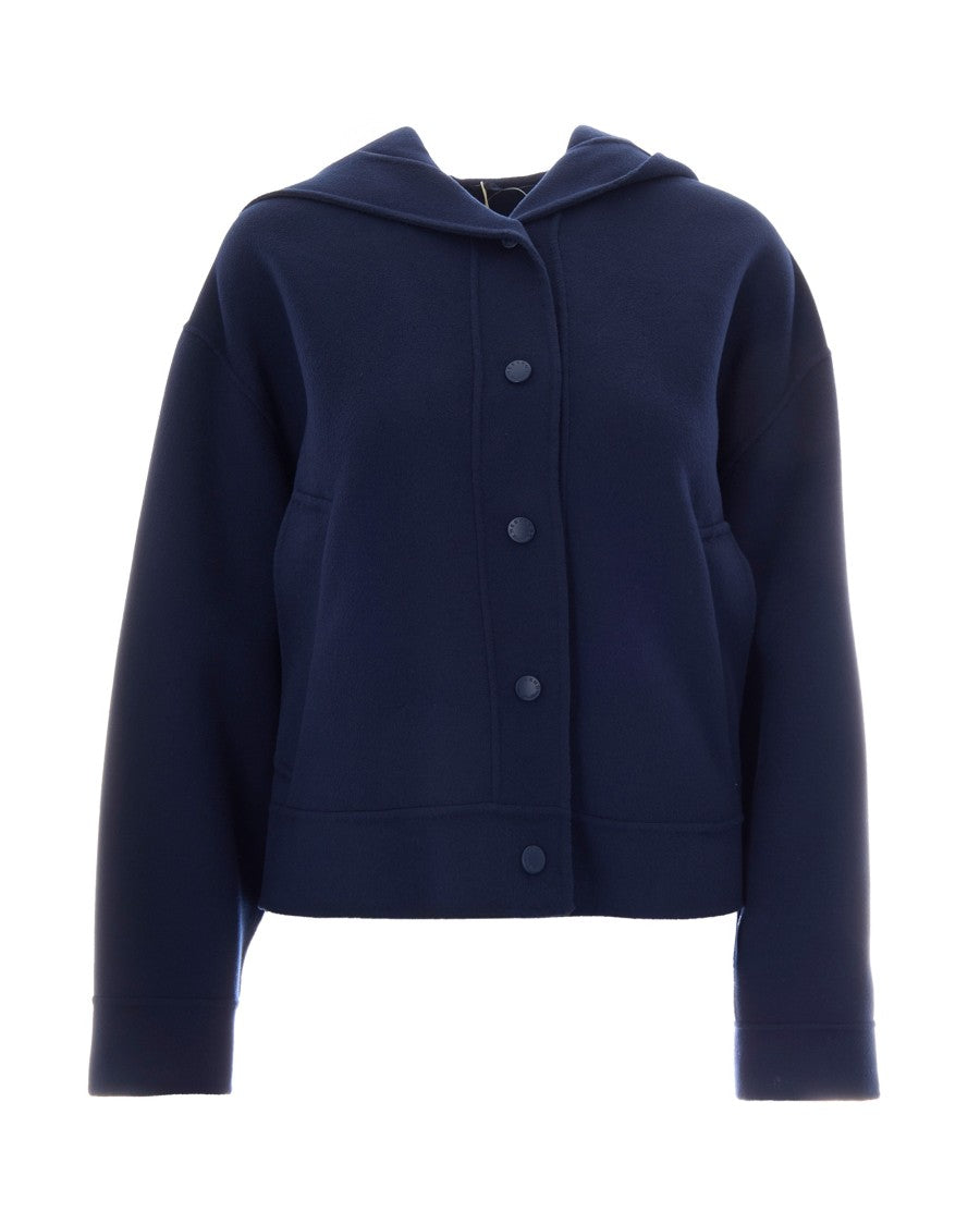 Max Mara Boxy Cropped Hooded Double-Layered Pure Wool Jacket