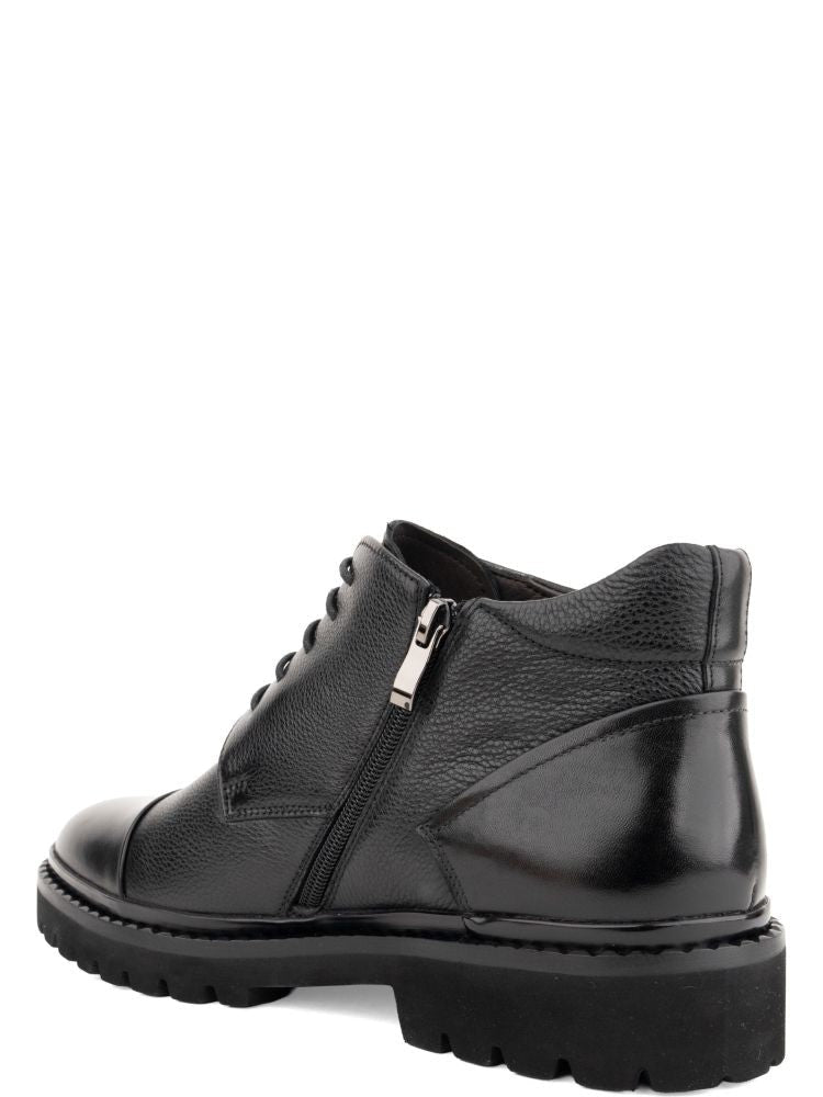 Alberto Gozzi Black Sleek Closed Front Rugged Sole Leather Ankle Boots