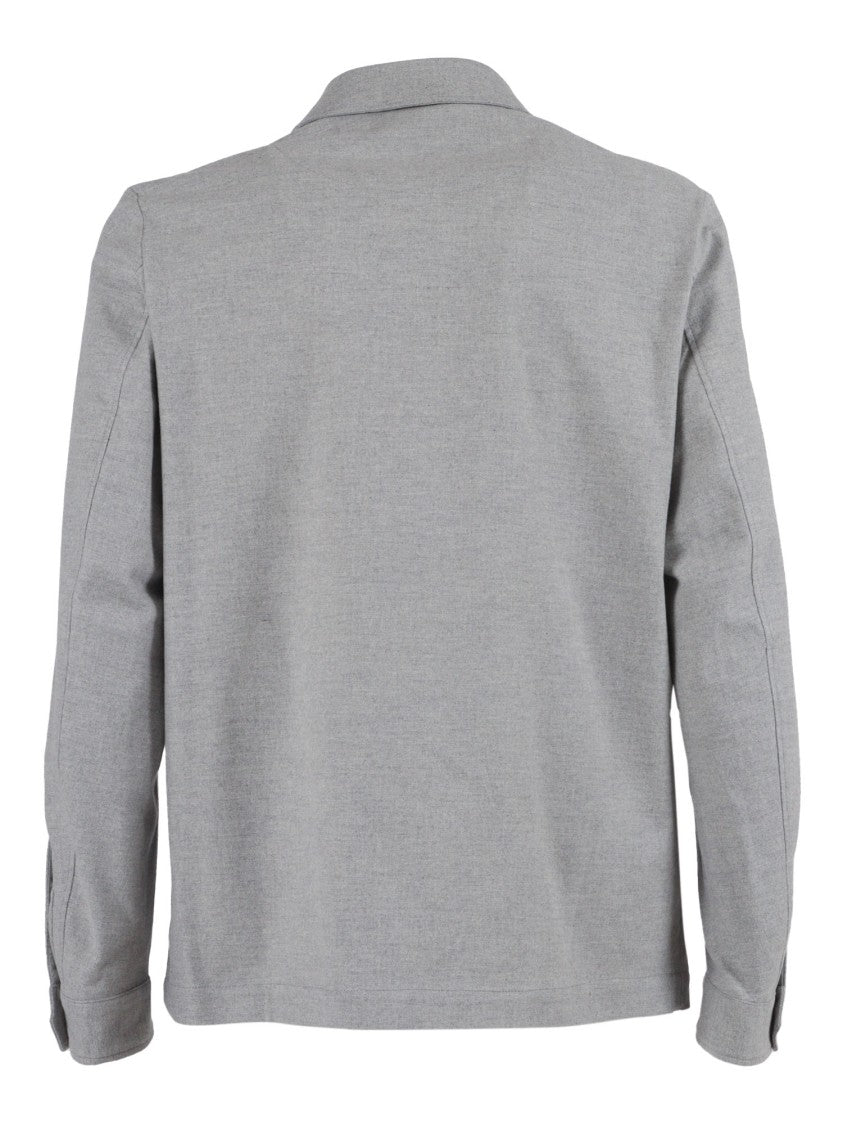 Brando-Lubiam Structured Grey Cotton Jacket With Classic Collar And Flap Pockets