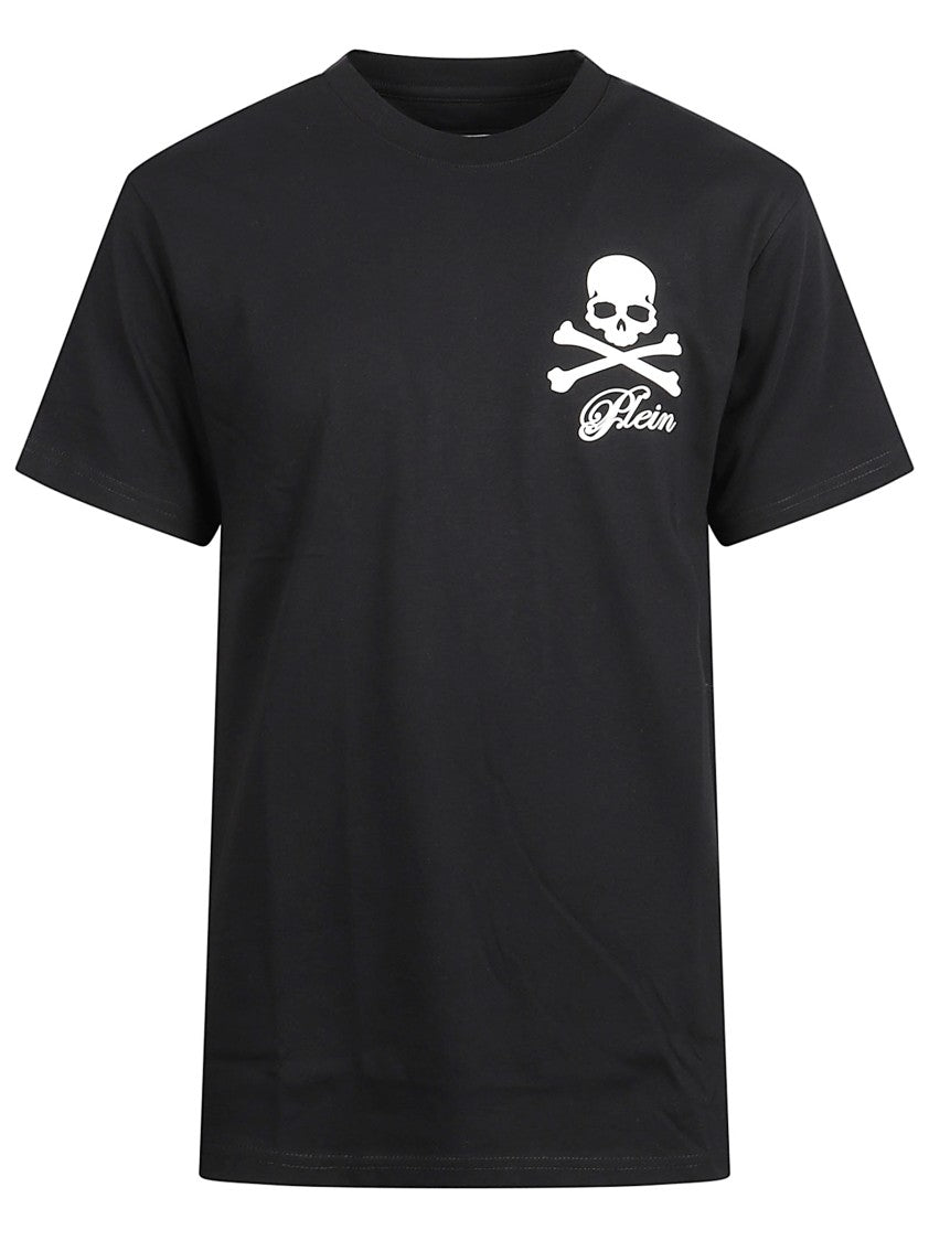 Philipp Plein Black Cotton T-Shirt With Skull And Crossbones Graphic