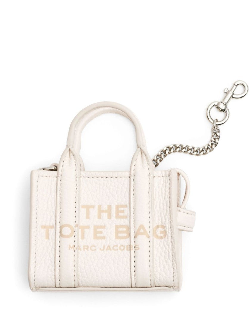 Marc Jacobs Miniature Tote Bag Charm In White Calf Leather
