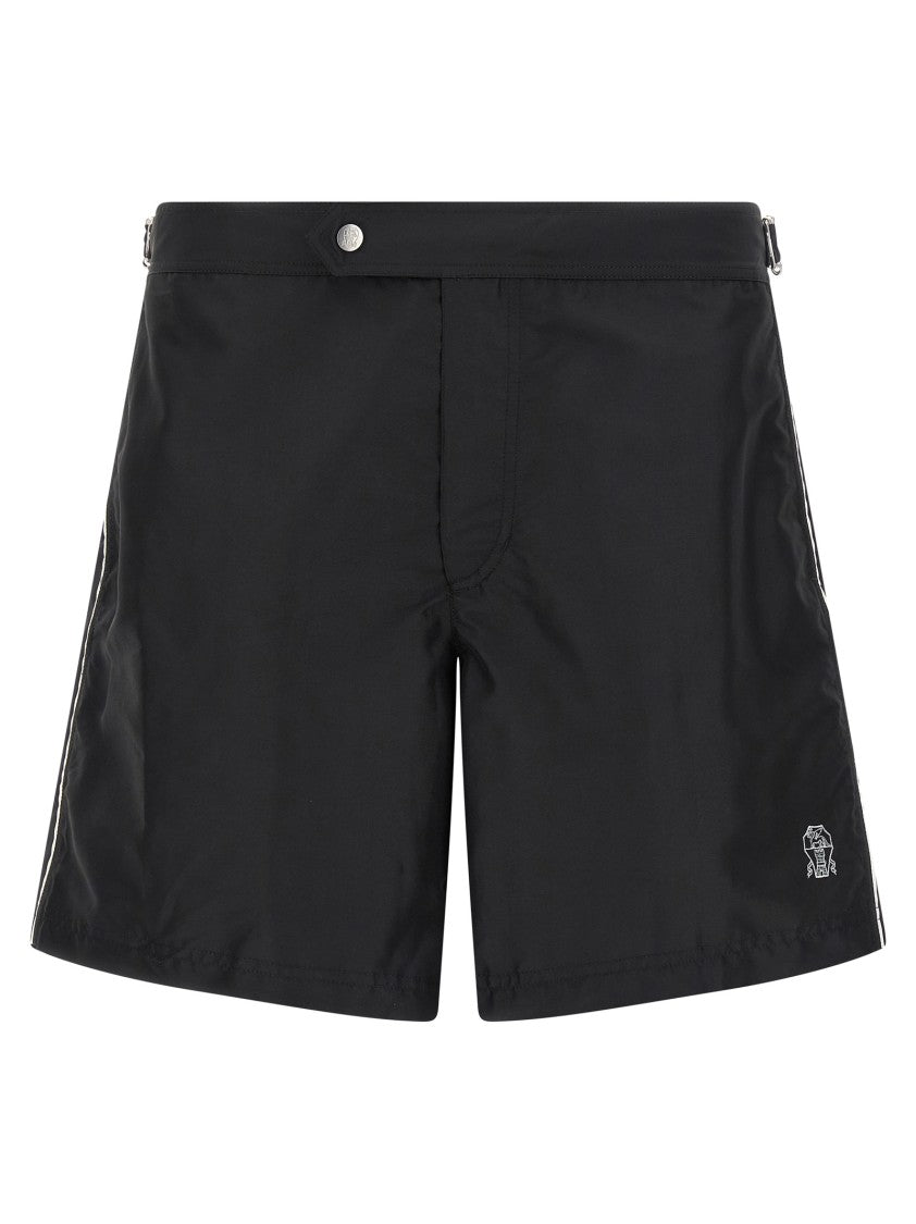 Brunello Cucinelli Contrast-Detailed Black Logo Swimsuit