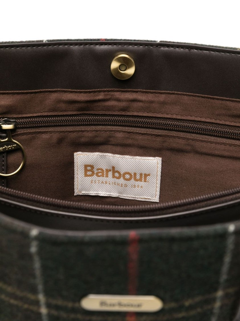 Barbour Tartan Structured Handbag With Metallic Logo Plaque