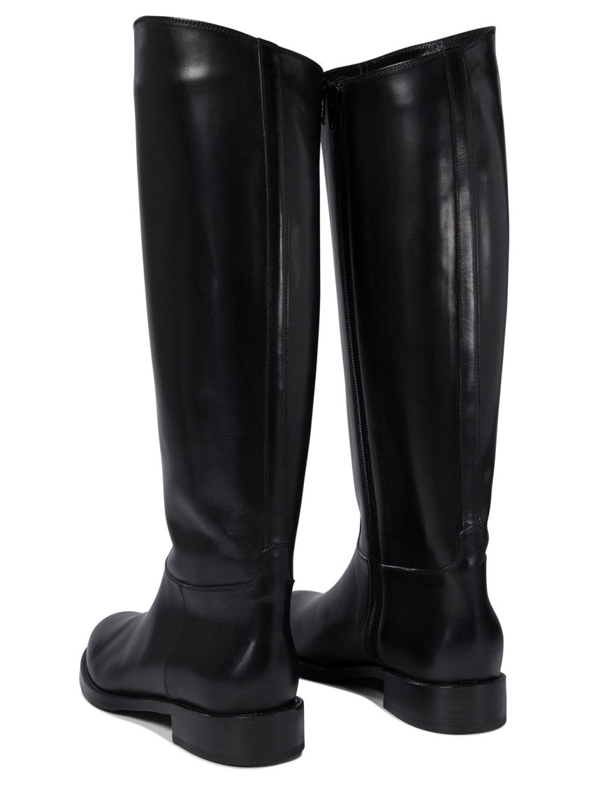 Maretto Black Leather Ankle Boots