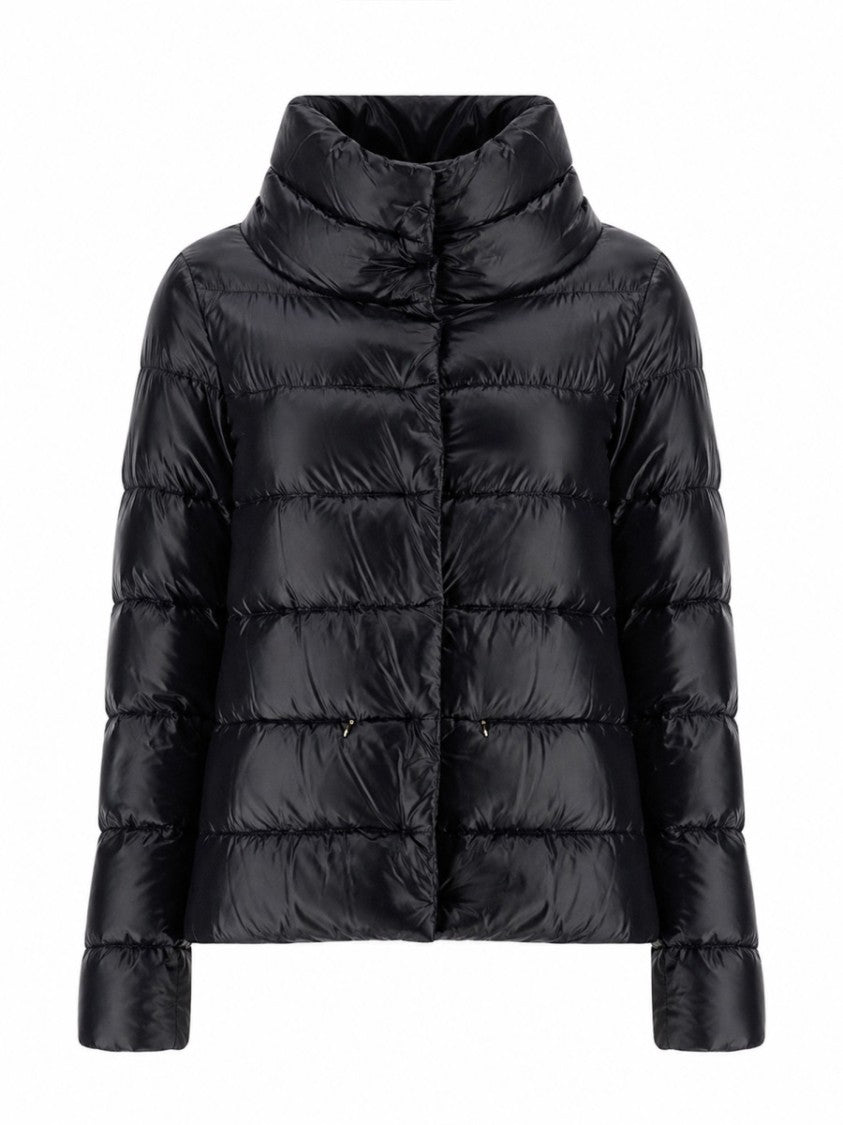 Herno Ultralight Black Nylon Puffer Jacket With High Collar