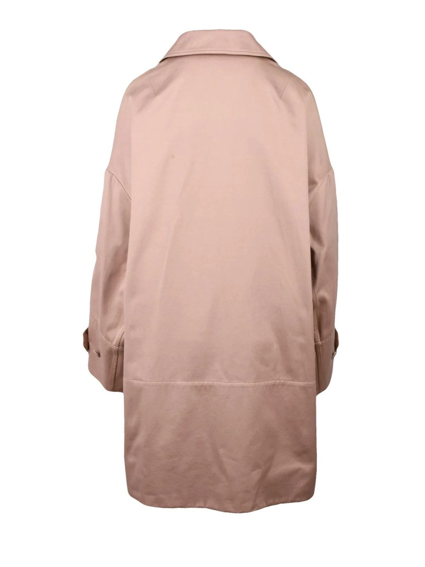 Dries Van Noten Relaxed Fit Old Rose Cotton Coat With Classic Collar