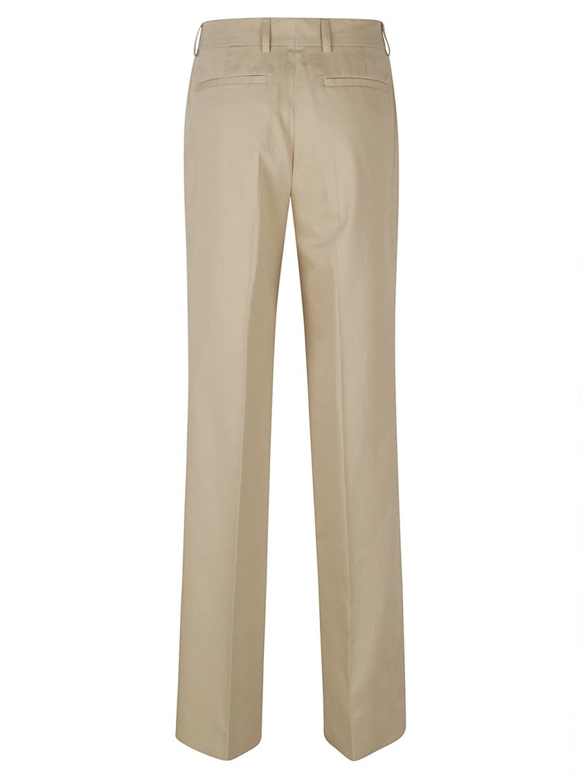 Tory Burch High-Waisted Khaki Trousers With Tailored Leg And Leather Detail