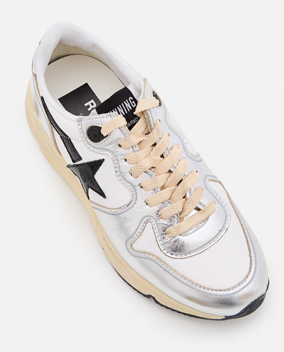 Golden Goose Silver Running Sole Lace-Up Sneakers