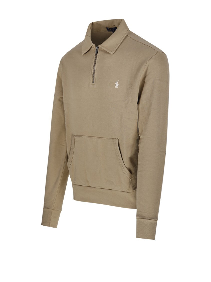 Polo Ralph Lauren Half-Zip Cotton Sweatshirt With Front Kangaroo Pocket