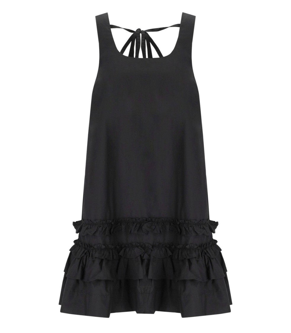 Ganni Black Ruffled Dress