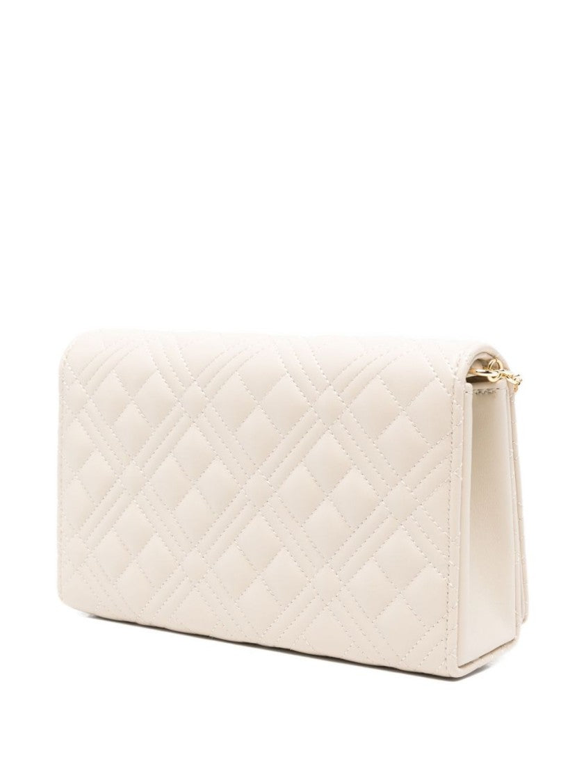 Love Moschino Quilted Avorio Shoulder Bag With Gold Hardware