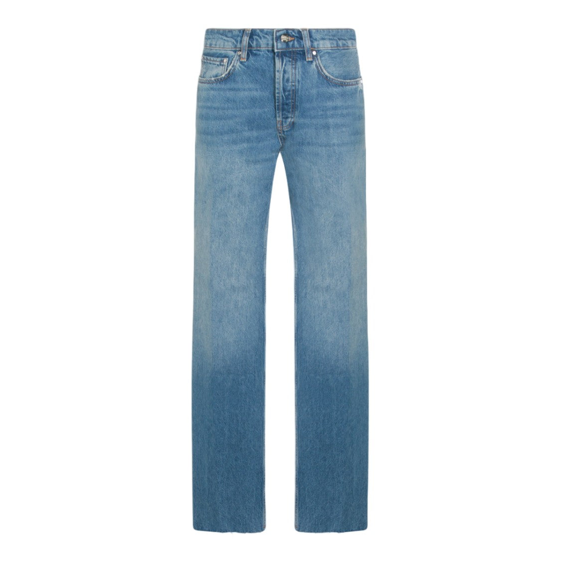 Anine Bing Raw-Hem Distressed Straight-Leg Jeans