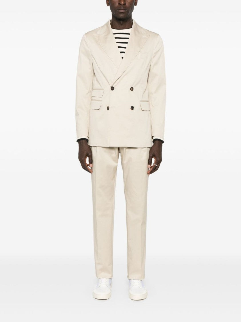 Doppiaa Double-Breasted Light Beige Blazer With Matching Trousers