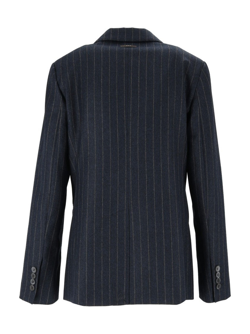 Peserico Pinstripe Tailored Buttoned Cuffs Blazer
