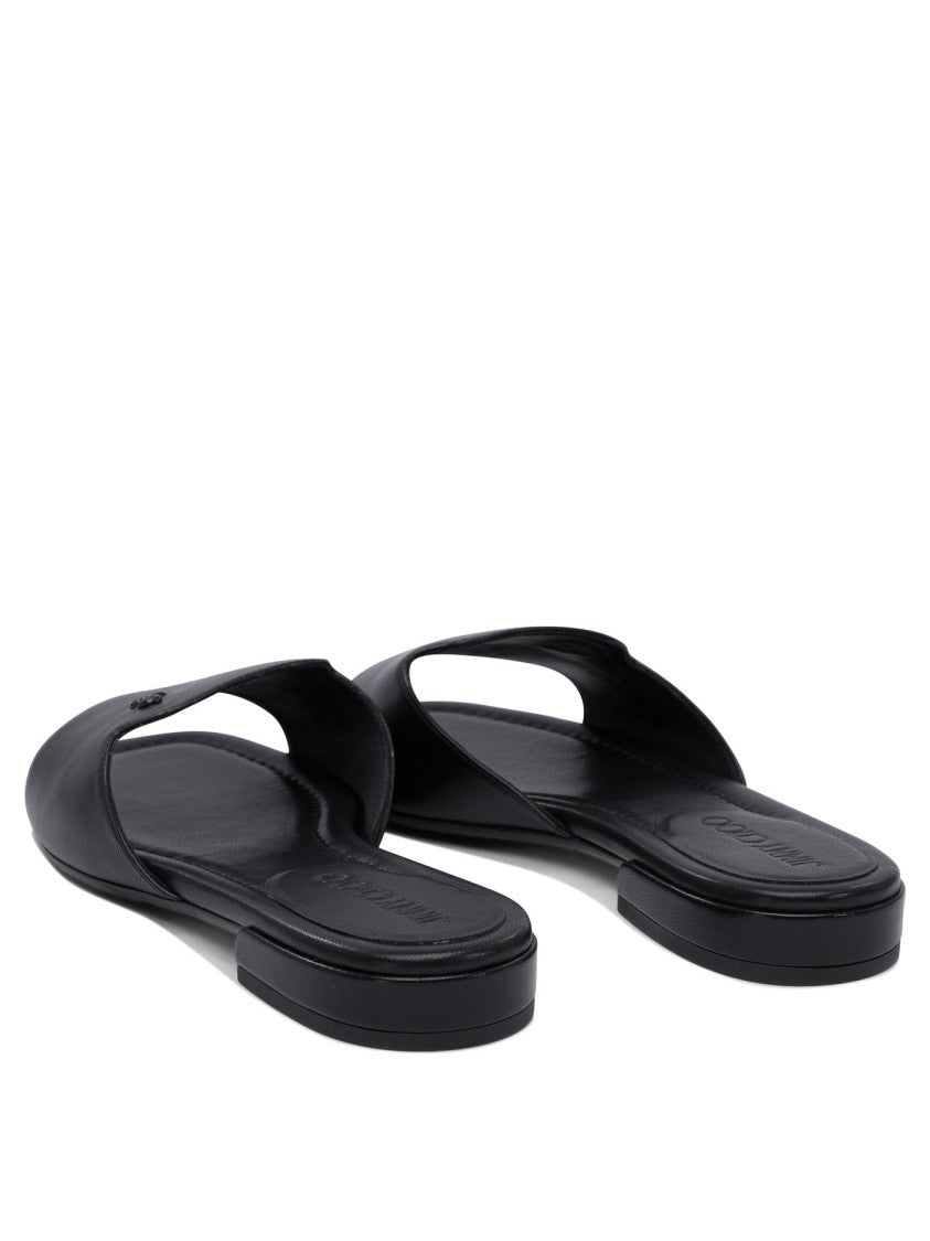Jimmy Choo Black Leather And Rubber Sandals