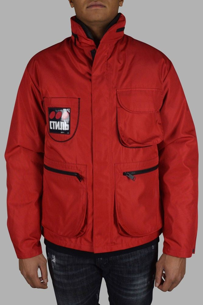 Heron Preston Red Down Jacket With Hidden Hood