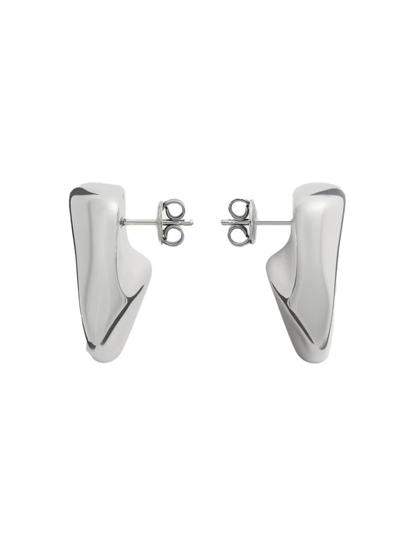 Bottega Veneta Prism Asymmetrical Silver Earrings