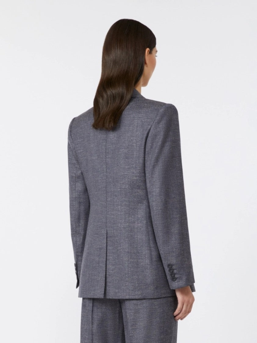 Max Mara Structured Tailored Blazer In Deep Blue-Grey
