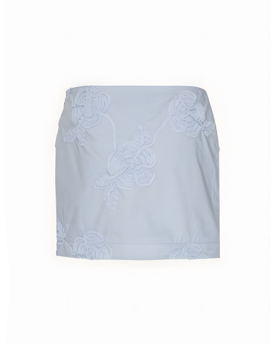 Rotate Floral Embroidery Miniskirt