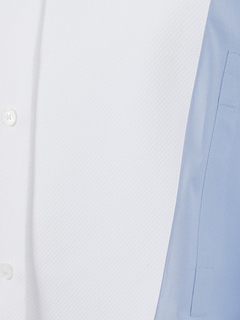 Stella Mccartney Light Blue Poplin Shirt With Contrasting Panel And Embroidery