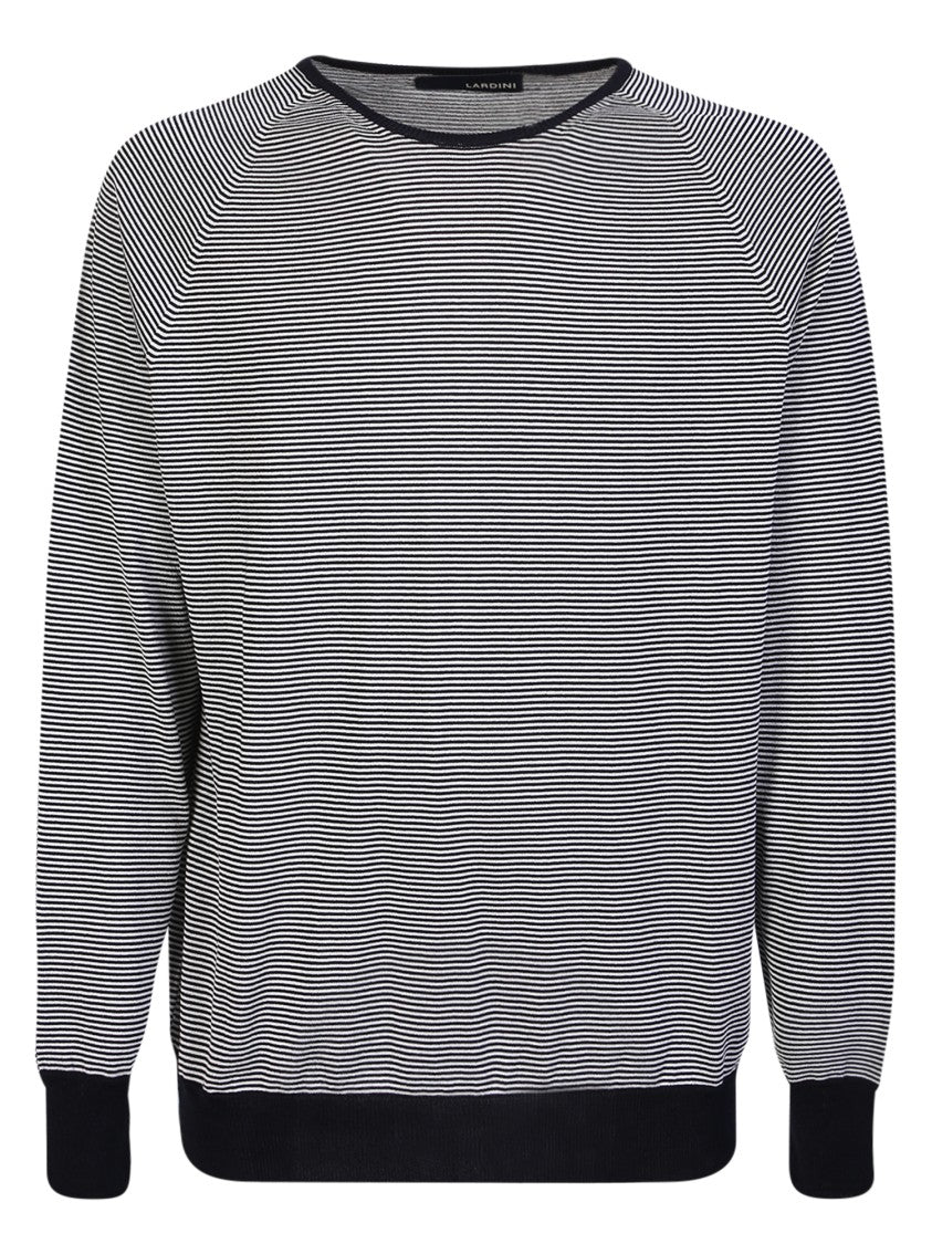Lardini Blue Striped Contrast-Trim Sweatshirt