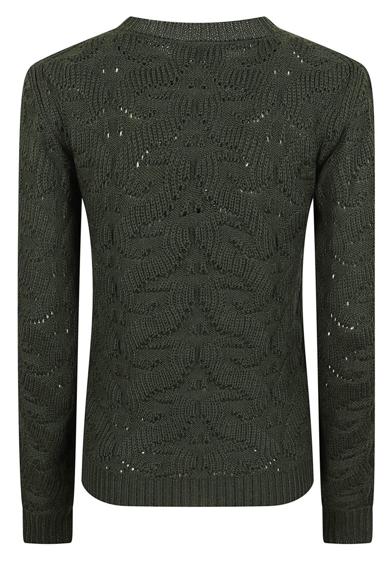 Etro Openwork Ribbed Wool Crewneck Sweater