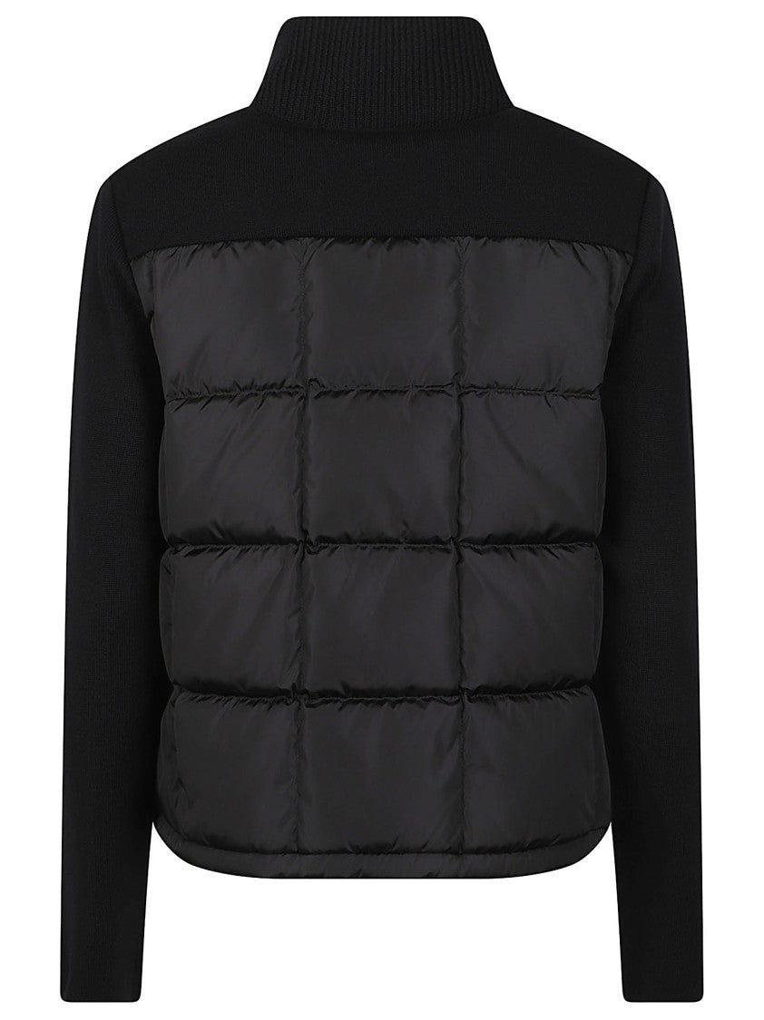 Moncler Tricot Quilted Padded Ribbed Collar Cardigan