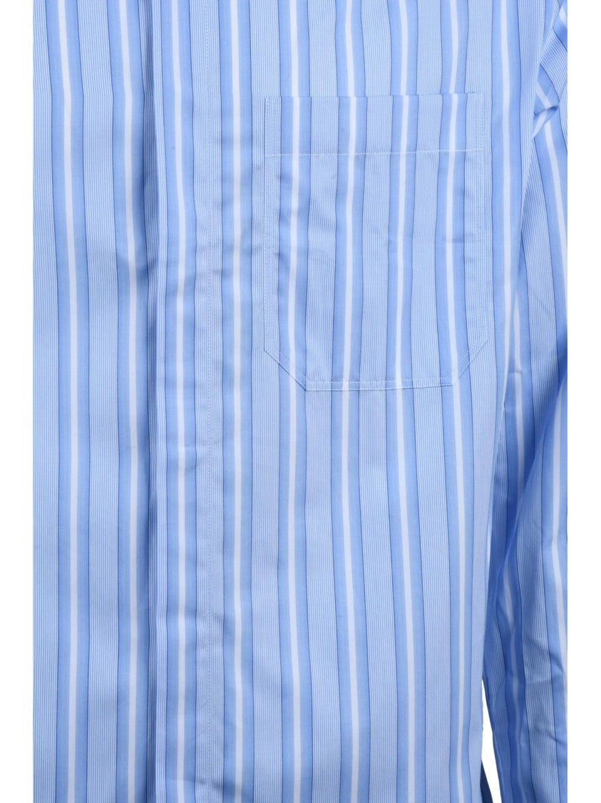 Deuxieme White/Sky Blue Cotton Shirt