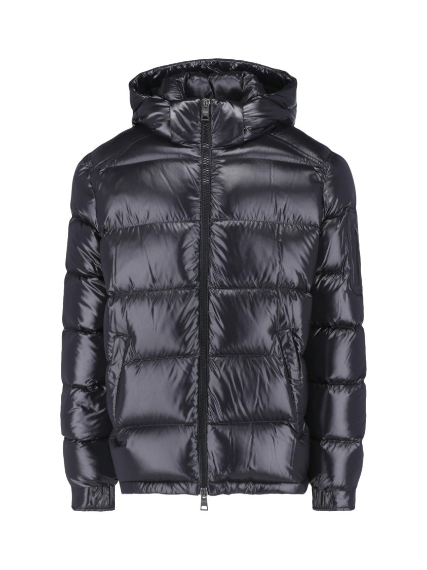 Herno Padded Black Jacket With Hood And Zip Closure