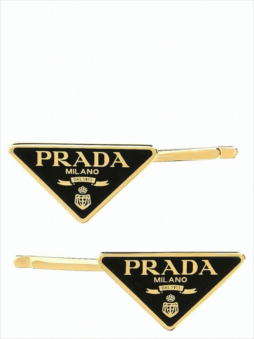 Prada Triangular Metal Hairpins With Gold-Tone Accents
